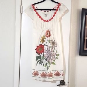 Max Studio Spring Summer Big Flowers Floral Cotton Cap Sleeve Dress